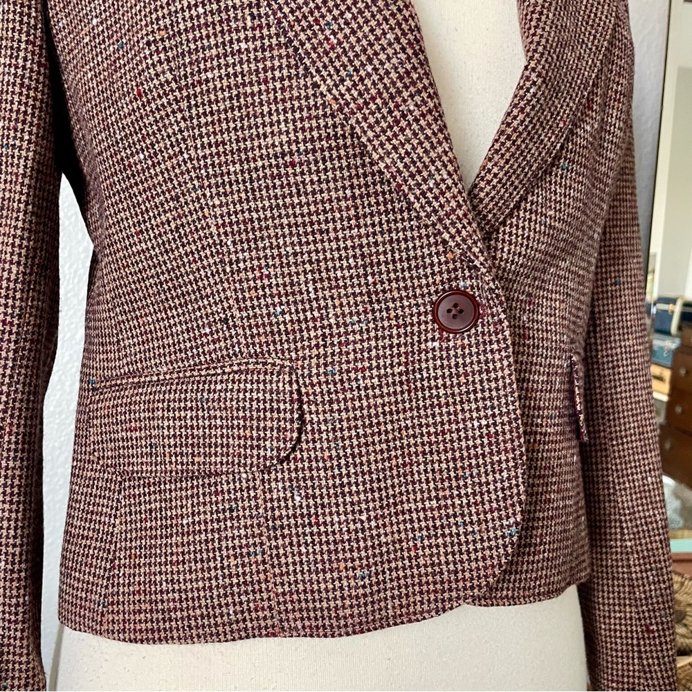 Vintage Pendleton Brown & Cream Houndstooth Tailo… - image 2